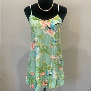 Floral Slip Dress with Ruffle Hem tropical vibes sundress